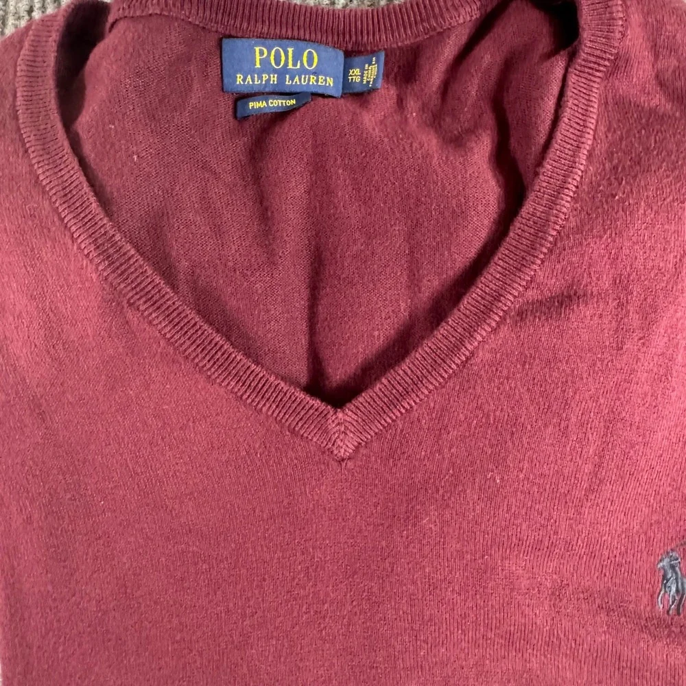 Polo Ralph Lauren Mens XXL Burgundy‎ V Neck Sweater Preppy Old Money Academia